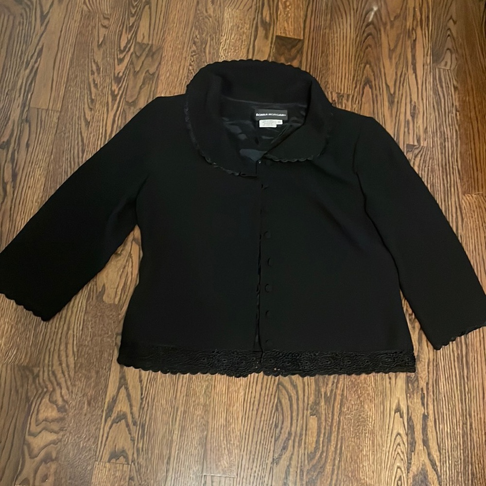 Black blazer with lace detail from Donna Morgan